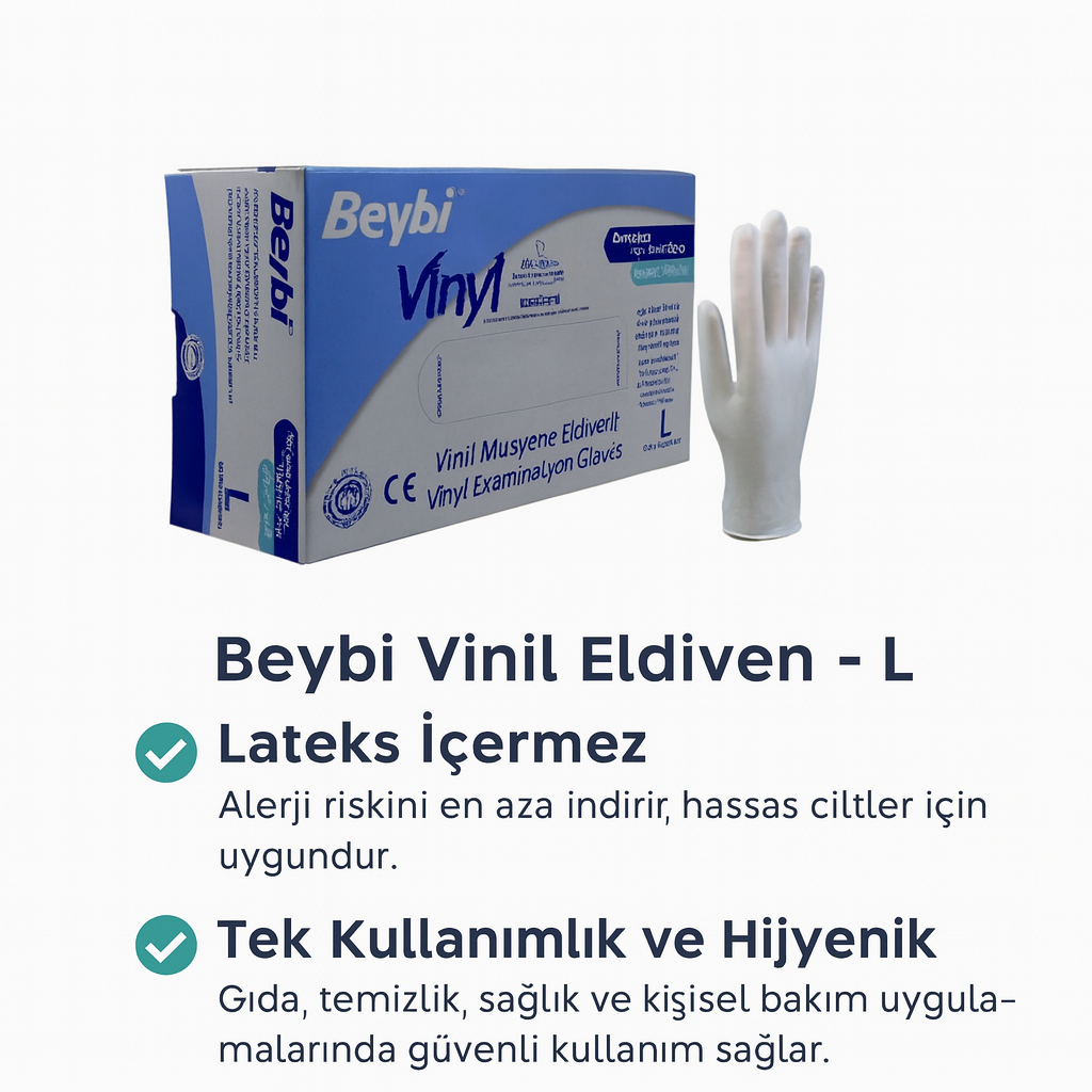 Beybi Vinil Eldiven – Large (L)
