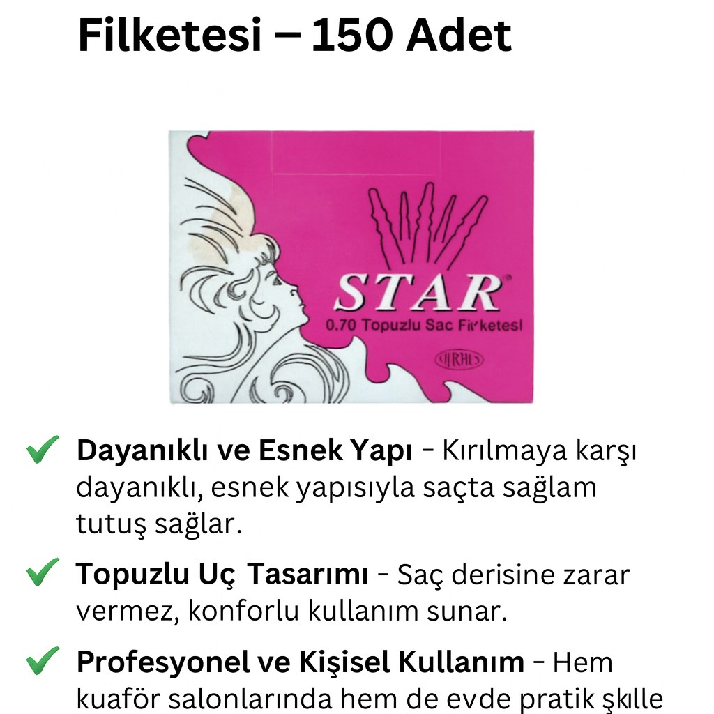 Star 0.70 Topuzlu Saç Filketesi – 150 Adet