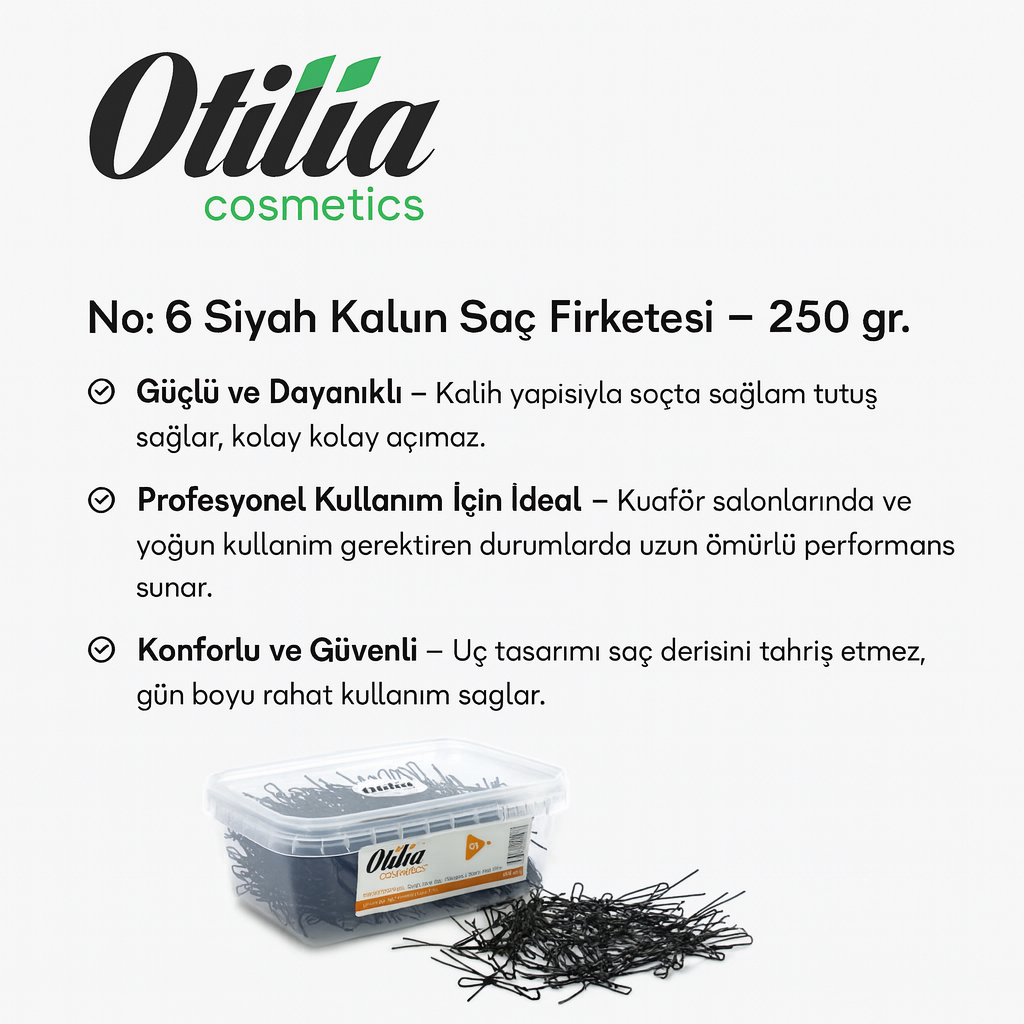 Otilla 250 Gr Siyah Kalın Saç Firketesi – No: 6