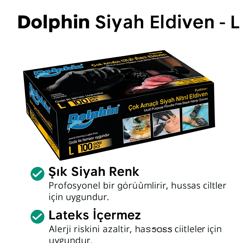 Dolphin Siyah Eldiven – Large (L)