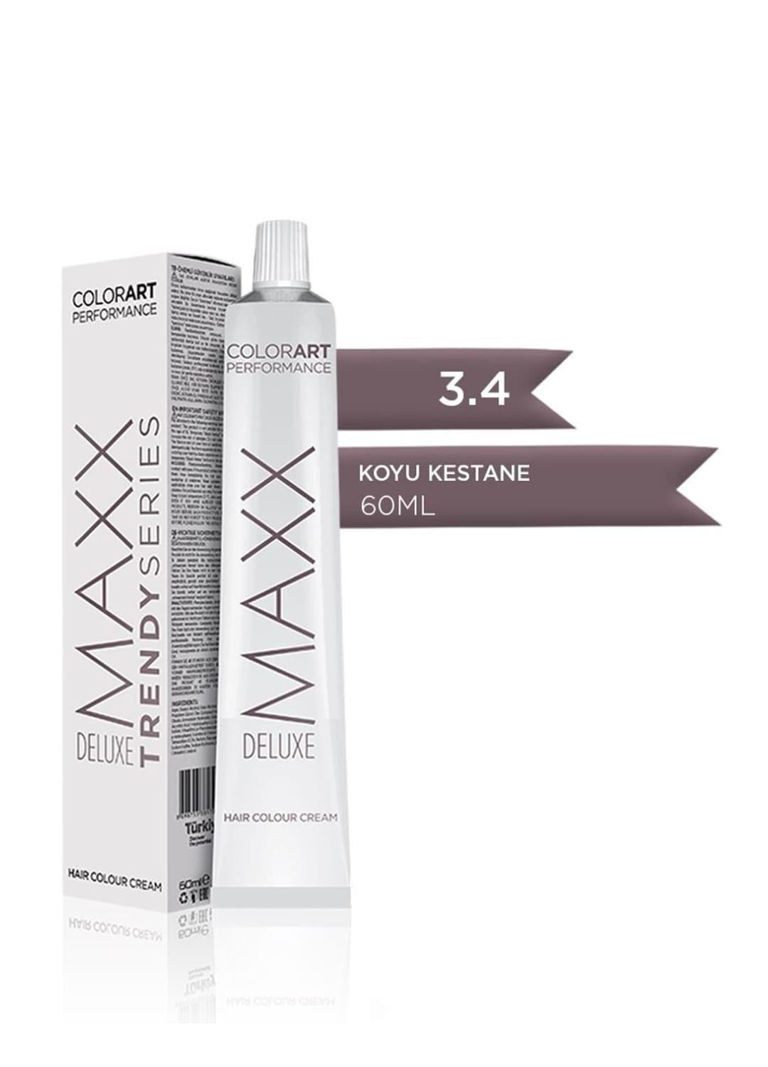 Maxx Deluxe  3.4 Koyu Kestane 60 ml  Tüp Krem Saç Boyası