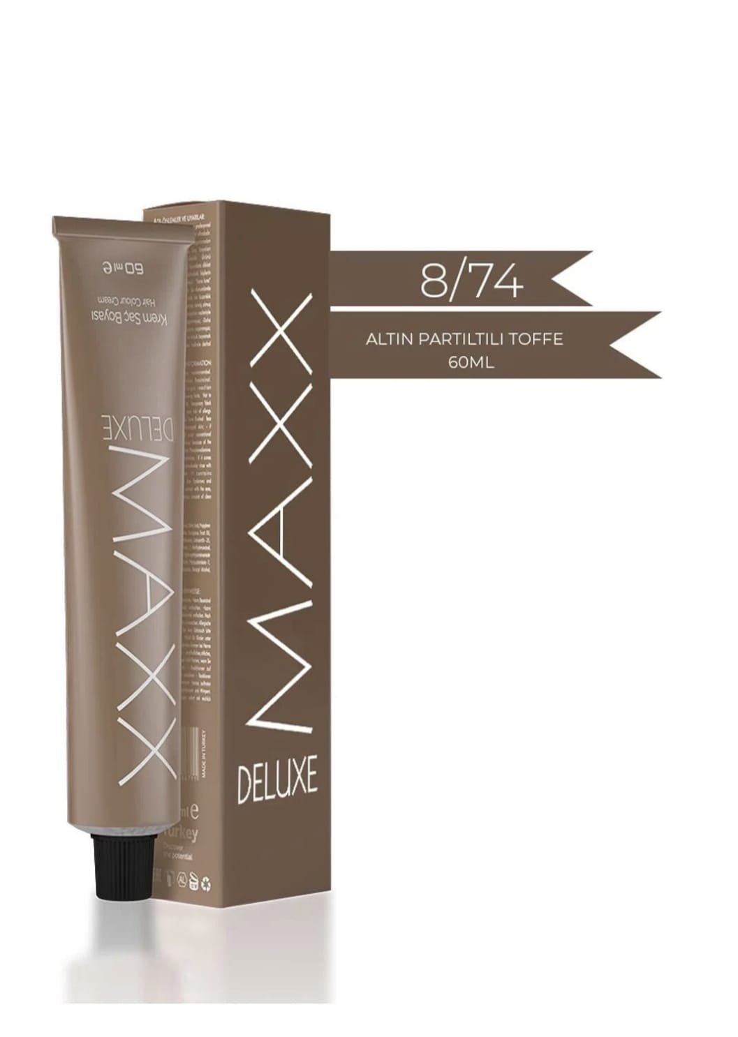 Maxx Deluxe Tüp Krem Saç Boyası 8.74 Altın Parıltılı Toffe 60 ml